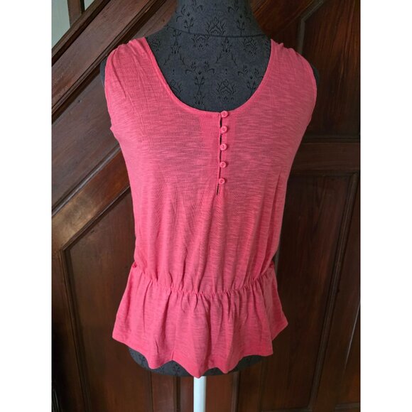 Gap Womens Sleeveless Peplum Top S Pink Cotton Blend Button Detail - Picture 1 of 7